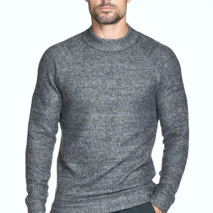 Men's Soft Knit Melange Wide Neck Pullover Sweater