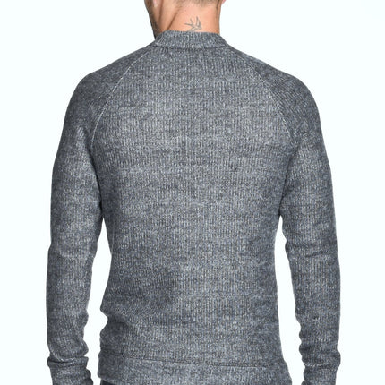 Men's Soft Knit Melange Wide Neck Pullover Sweater