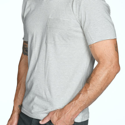 Men's Princeton Wide Pocket V-Neck Stripe Tee