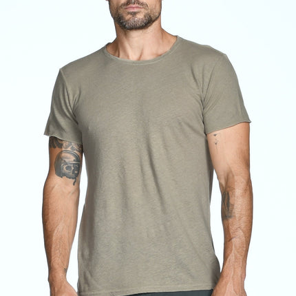 Men's Linen Blend Crew Neck Tee