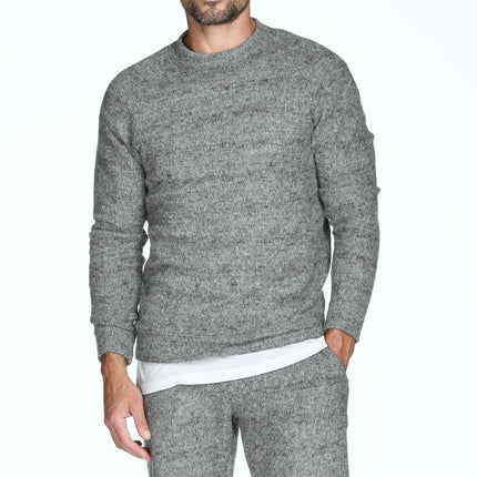 Men's Soft Knit Melange Wide Neck Pullover Sweater