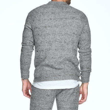 Men's Soft Knit Melange Wide Neck Pullover Sweater