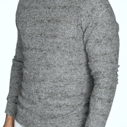 Men's Soft Knit Melange Wide Neck Pullover Sweater
