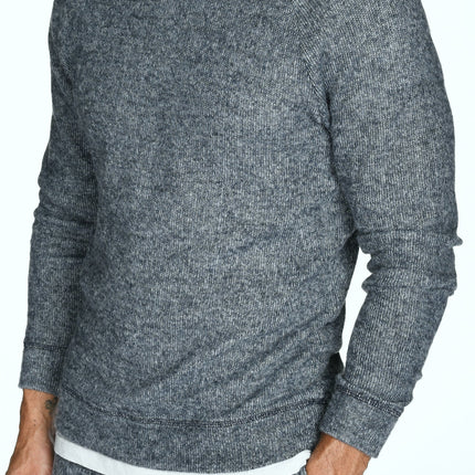 Men's Soft Knit Melange Wide Neck Pullover Sweater