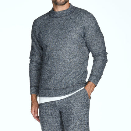 Men's Soft Knit Melange Wide Neck Pullover Sweater