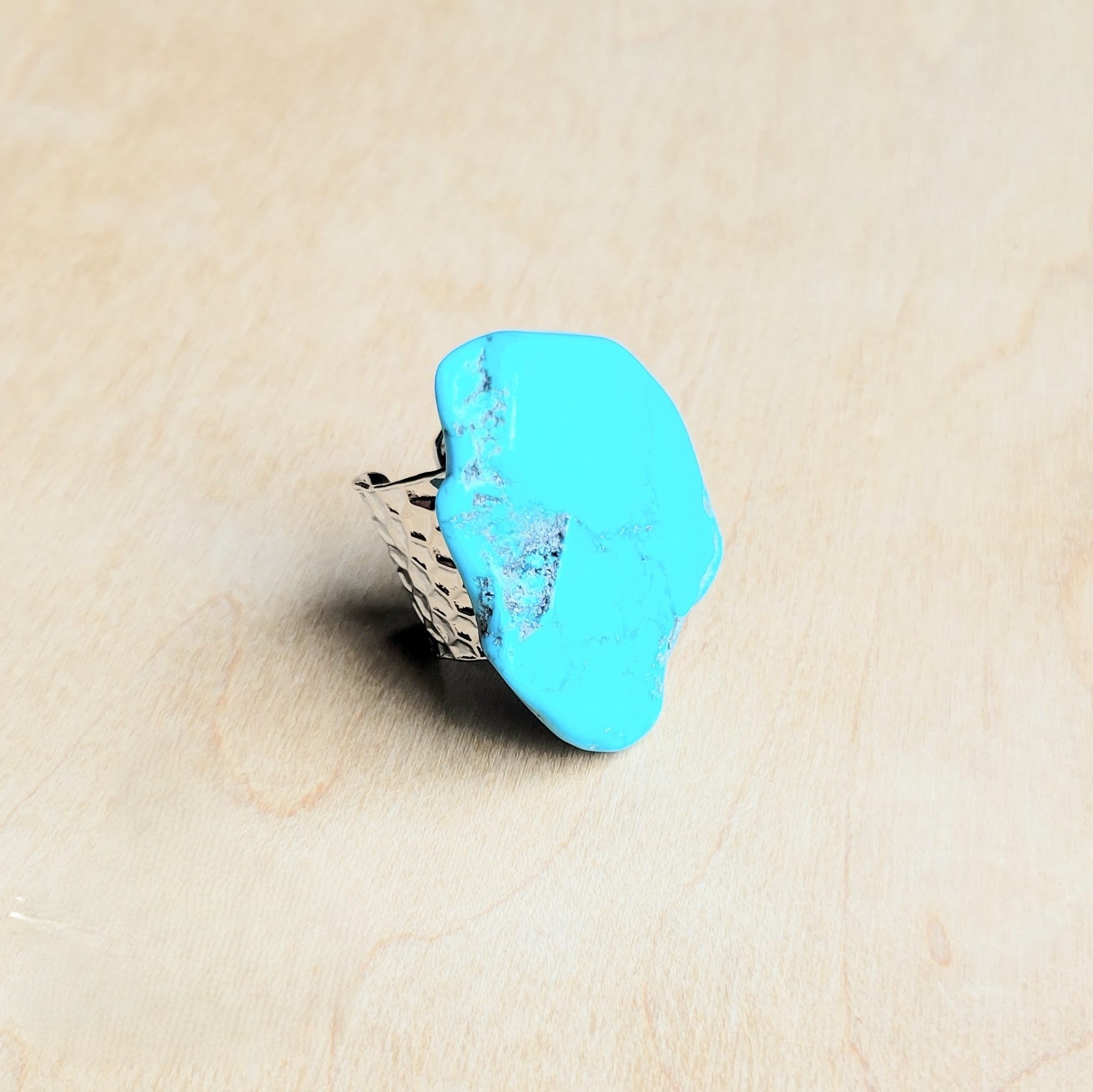 Blue Turquoise Slab Cocktail Statement Ring 012h