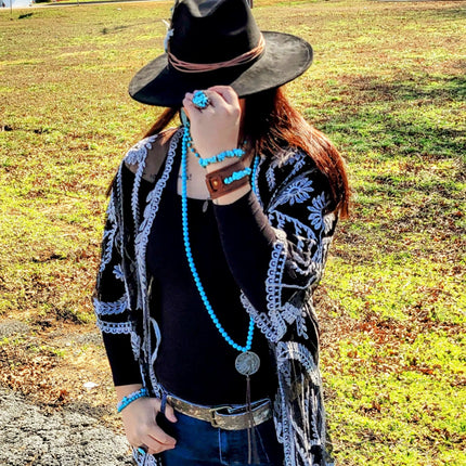 Chunky Blue Turquoise Nugget Bracelet 801e