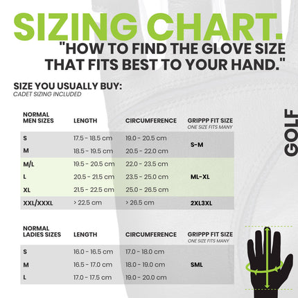 HIRZL Grippp Fit - Golf Gloves - White / Black