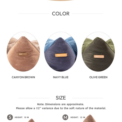 OULU X PEHOM - CUDDLE PET PILLOW BED- Navy Blue / Olive Green / Canyon Brown