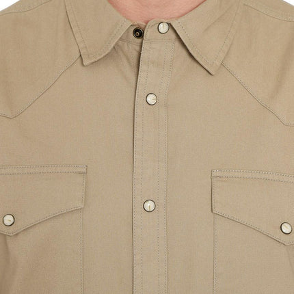 Mens Western Snap Front Button Shirt in Denim and Twill with a Stitched Yoke and Chest Pockets