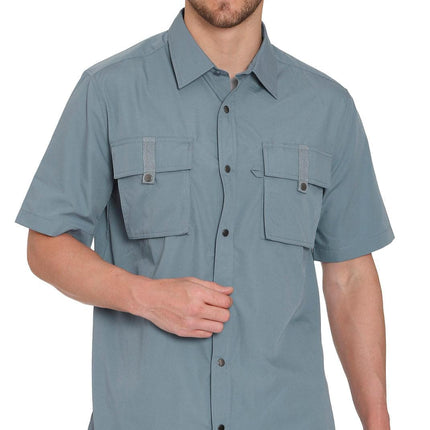 Men's Short Sleeve Easy Snap Explorer Shirt With Multi-Pockets and cool back mesh