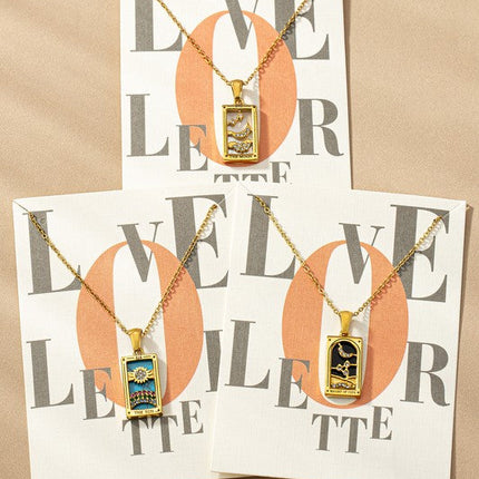 water proof  TARROT CARD NATURAL STONE NECKLACE