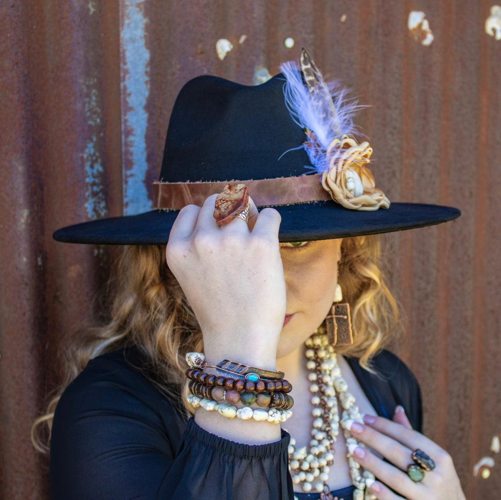 Copper Cross Earrings w/ White Turquoise Chunks 225f