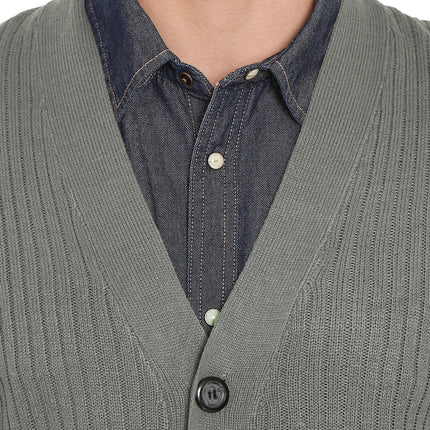 Men's Relaxed Fit Rib Knit Sweater Vest - Button Front with Pockets