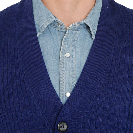Men's Relaxed Fit Rib Knit Sweater Vest - Button Front with Pockets