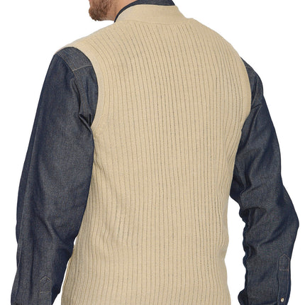 Men's Relaxed Fit Rib Knit Sweater Vest - Button Front with Pockets