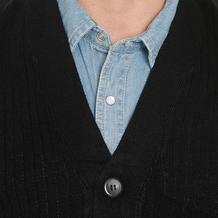 Men's Cashmere-Like Button Front Flat Knit Sweater Vest with front patch pockets