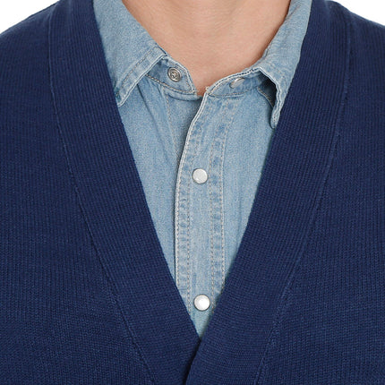 Men's Cashmere-Like Button Front Flat Knit Sweater Vest with front patch pockets