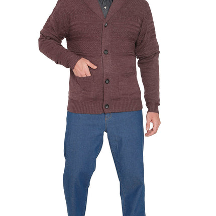 Men's Jacquard Knit Shawl Collar Cardigan Sweater