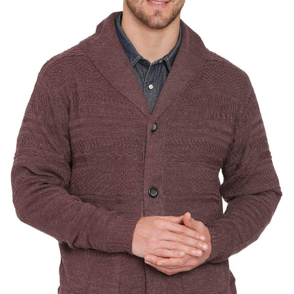 Men's Jacquard Knit Shawl Collar Cardigan Sweater