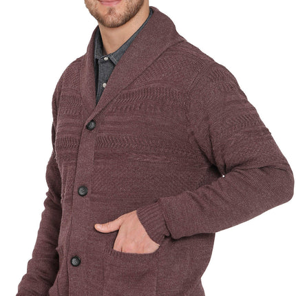 Men's Jacquard Knit Shawl Collar Cardigan Sweater