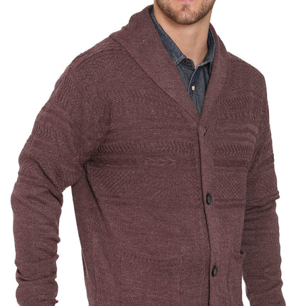 Men's Jacquard Knit Shawl Collar Cardigan Sweater