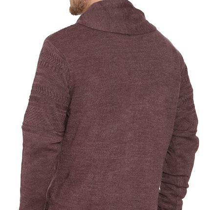 Men's Jacquard Knit Shawl Collar Cardigan Sweater