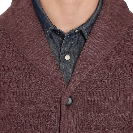 Men's Jacquard Knit Shawl Collar Cardigan Sweater
