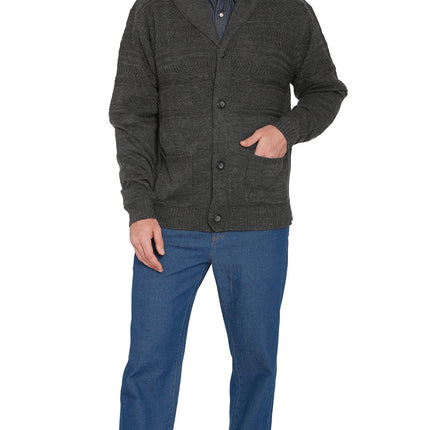 Men's Jacquard Knit Shawl Collar Cardigan Sweater