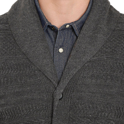 Men's Jacquard Knit Shawl Collar Cardigan Sweater