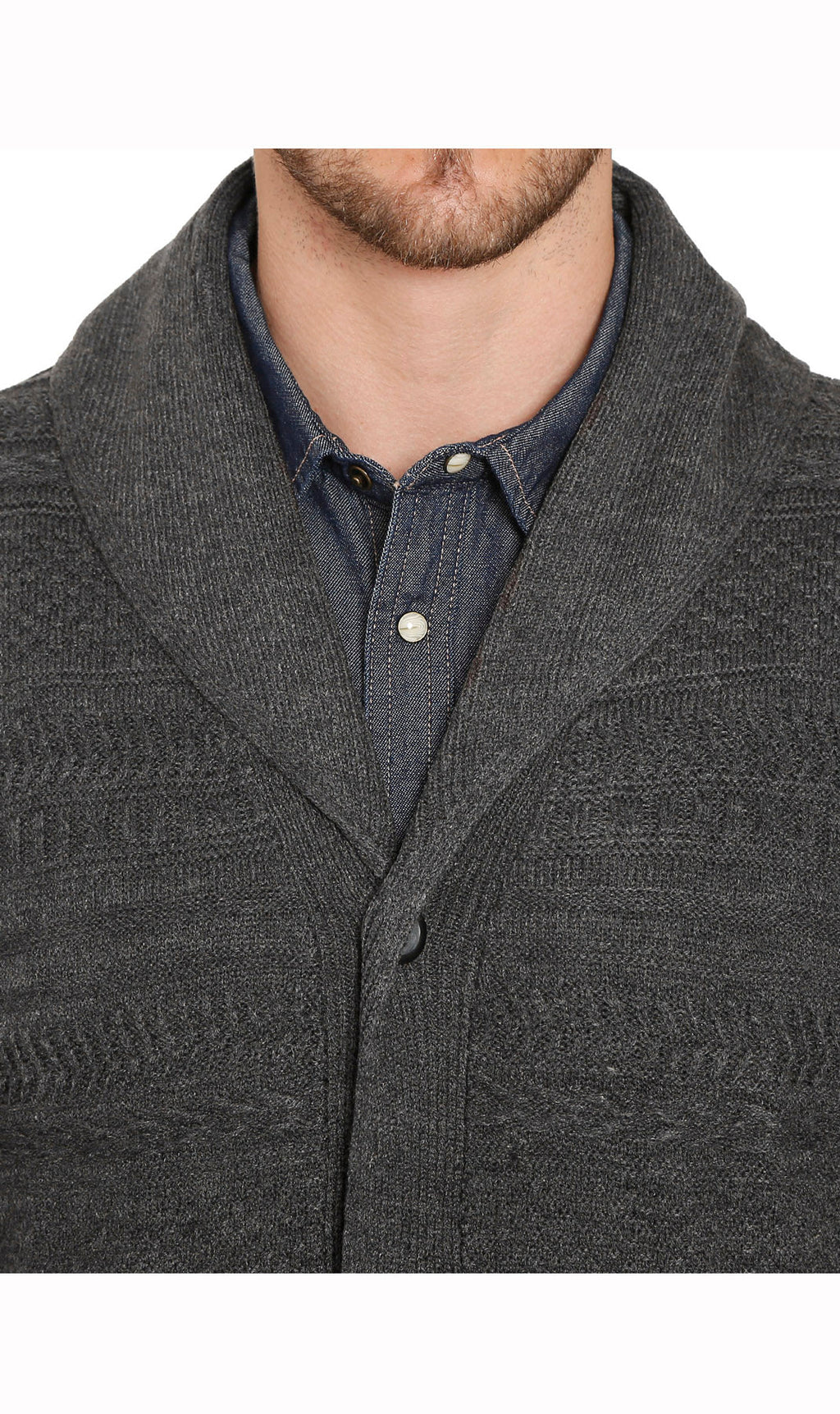 Men's Jacquard Knit Shawl Collar Cardigan Sweater