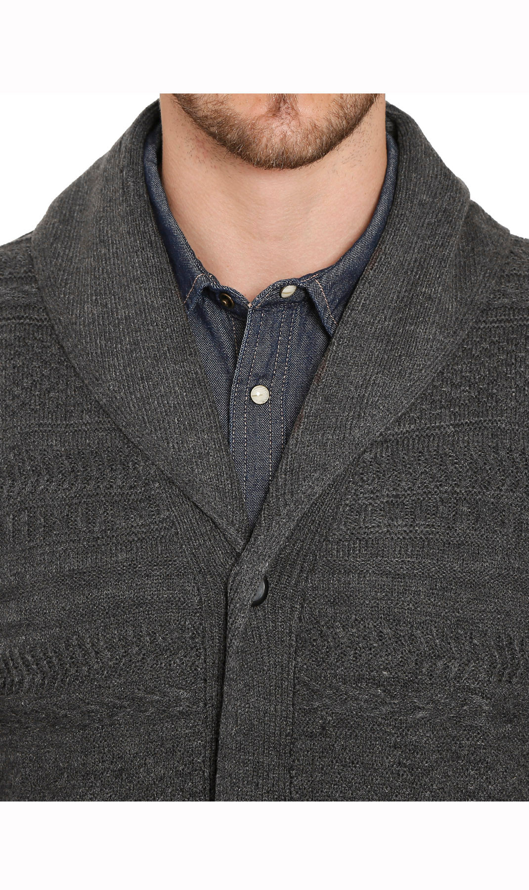 Men's Jacquard Knit Shawl Collar Cardigan Sweater