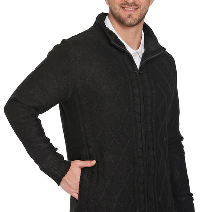 Mens Sherpa Fleece Lined Zip Front Sweater Jacket