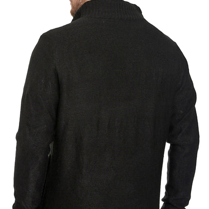 Mens Sherpa Fleece Lined Zip Front Sweater Jacket