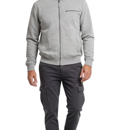 Men's Classic Zip-Up Baseball Fleece Jacket in Lightweight Cotton Blend Fabric with Sporty Edge