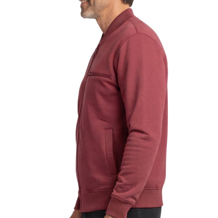 Men's Classic Zip-Up Baseball Fleece Jacket in Lightweight Cotton Blend Fabric with Sporty Edge