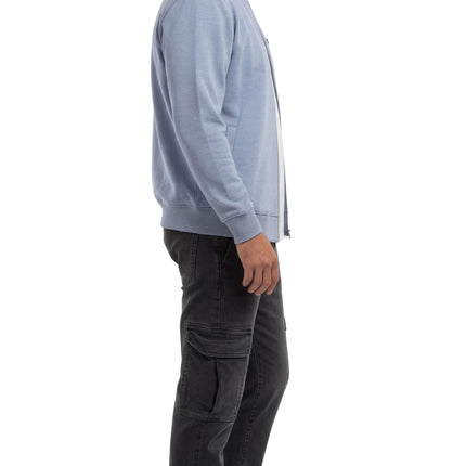 Men's Classic Zip-Up Baseball Fleece Jacket in Lightweight Cotton Blend Fabric with Sporty Edge