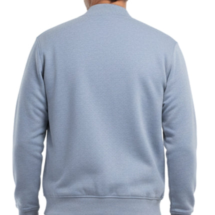 Men's Classic Zip-Up Baseball Fleece Jacket in Lightweight Cotton Blend Fabric with Sporty Edge