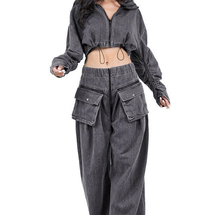 WOMEN FASHION DENIM TWO PIECE PANT SET