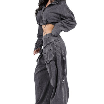 WOMEN FASHION DENIM TWO PIECE PANT SET