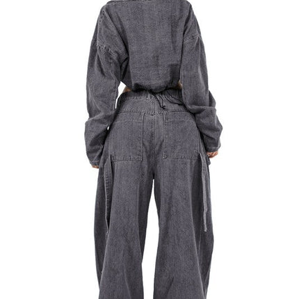 WOMEN FASHION DENIM TWO PIECE PANT SET