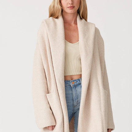 Lovestitch Mid-Length Oversized Long Sleeve Hooded Coatigan