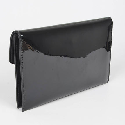 Enamel Faux Leather Metal Handle Flap Clutch