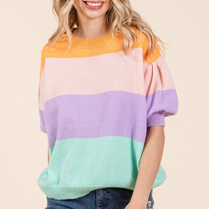 Color Block Knit Sweater Top