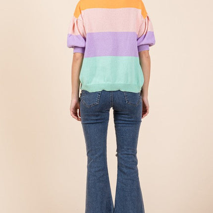 Color Block Knit Sweater Top