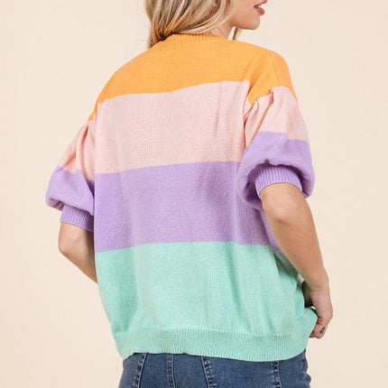 Color Block Knit Sweater Top
