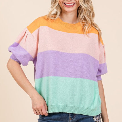 Color Block Knit Sweater Top