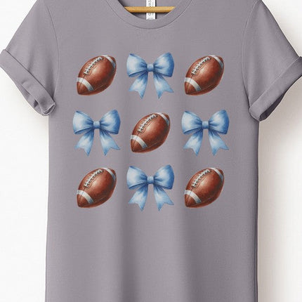 Game Day Blue Football Bows Graphic Tee