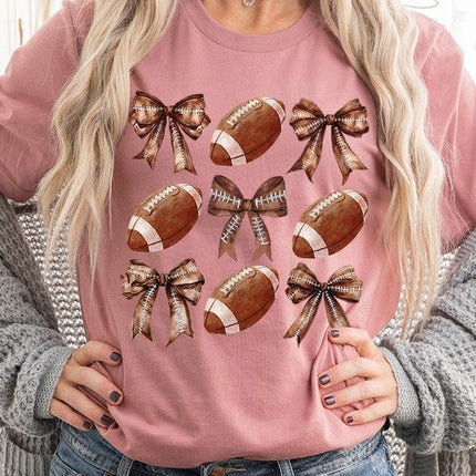 Coquette Football Bow Graphic Tee