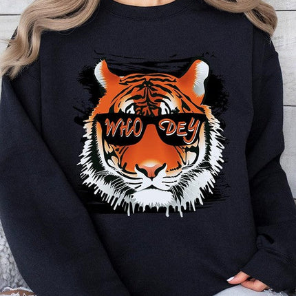 Who Dey Tiger Graphic Fleece Sweatshirts